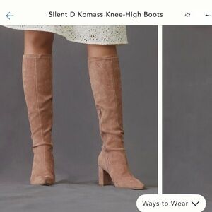 Anthropologie Silent D Women's Knee-High Heeled Boots - Tan Suede